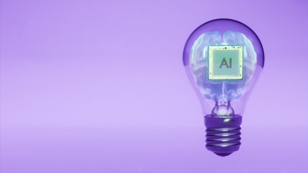 AI brain in lightbulb concept — technology innovation illustration